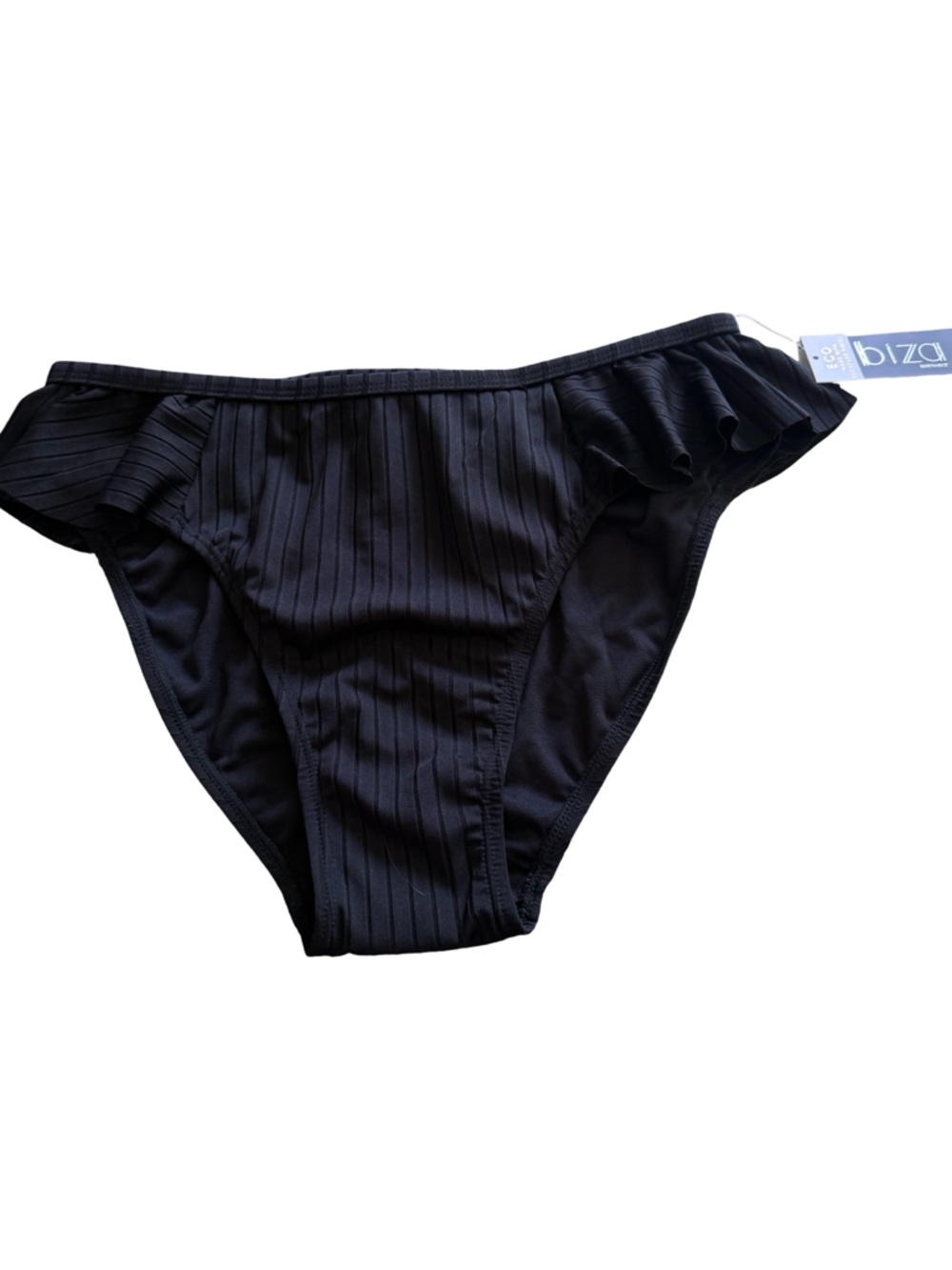 Ribbed Black High-Cut Bikini Bottom